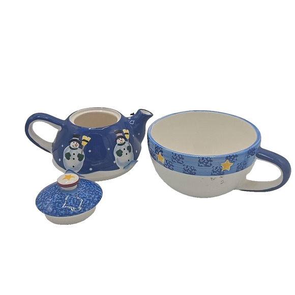 VTG Jolly Follies 1999 The Smores The Merrier Holiday Christmas Teapot & Cup Set - Picture 1 of 4